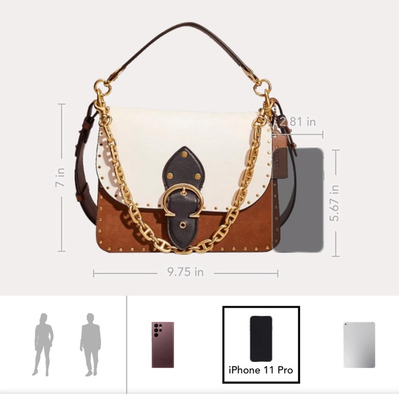 Coach Beat Shoulder Bag In Colorblock With Rivets - Picture 12 of 12